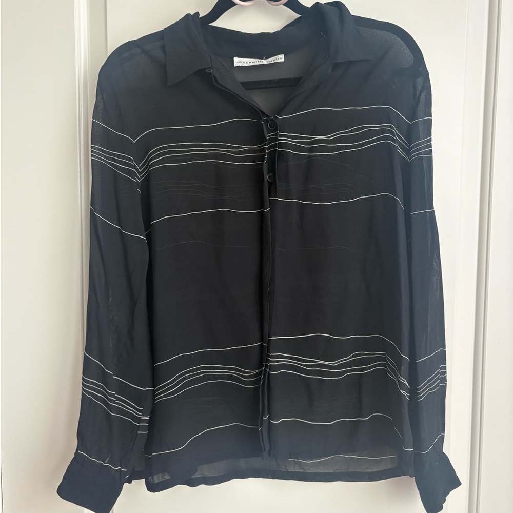 Josephine Chaus Classic Black Sheer Button Top